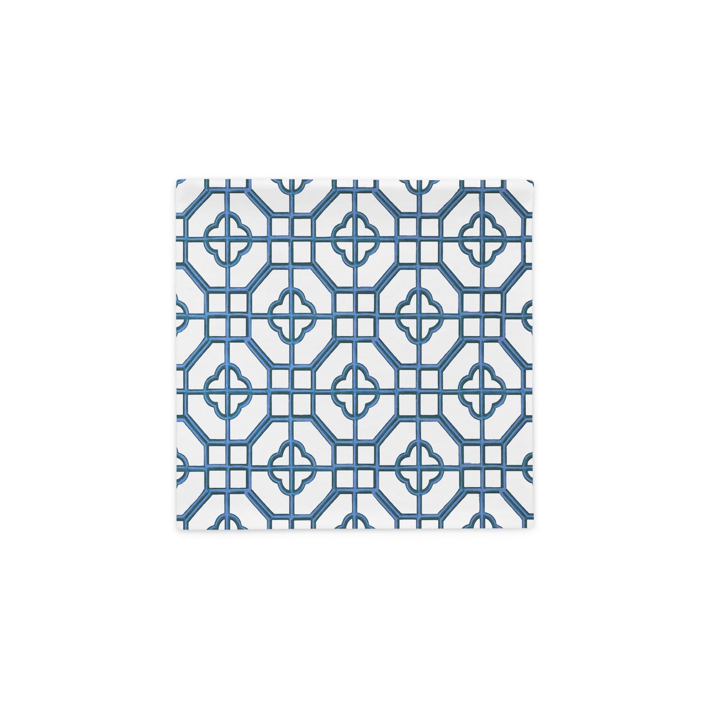 Blue & White Oriental Trellis throw cushion cover - rubberchicken.studio