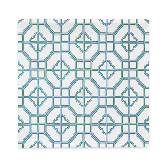Blue & White Oriental Trellis throw cushion cover - rubberchicken.studio