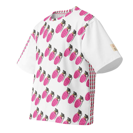 Bubblegum Pink Grenades Oversized Cotton T-Shirt - rubberchicken.studio