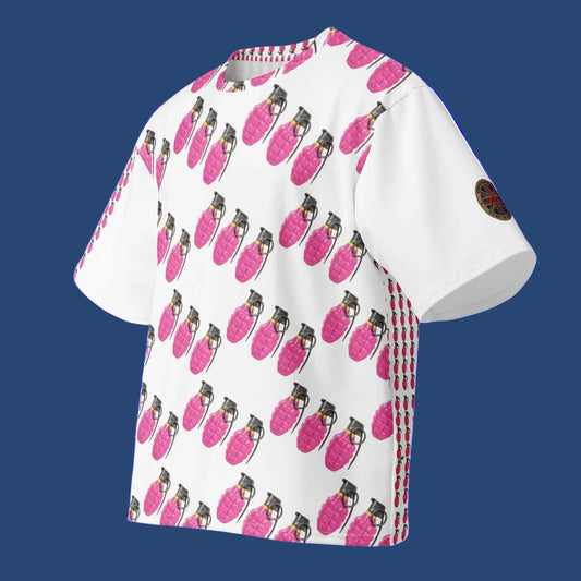 Bubblegum Pink Grenades Oversized Cotton T-Shirt - rubberchicken.studio