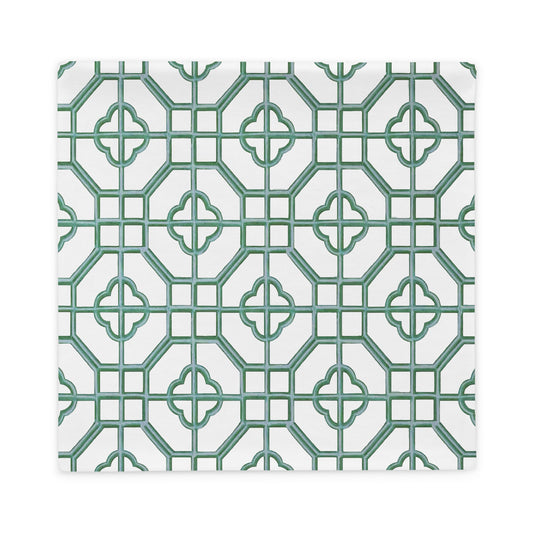 Jade & Celadon Oriental Trellis throw cushion cover - rubberchicken.studio