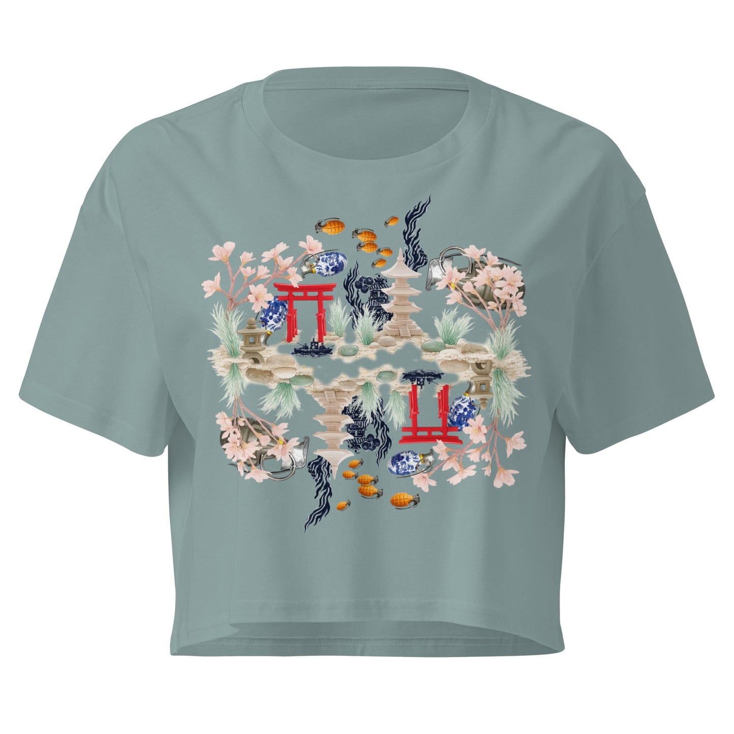 Aquarium Reflection - Cotton crop top - rubberchicken.studio