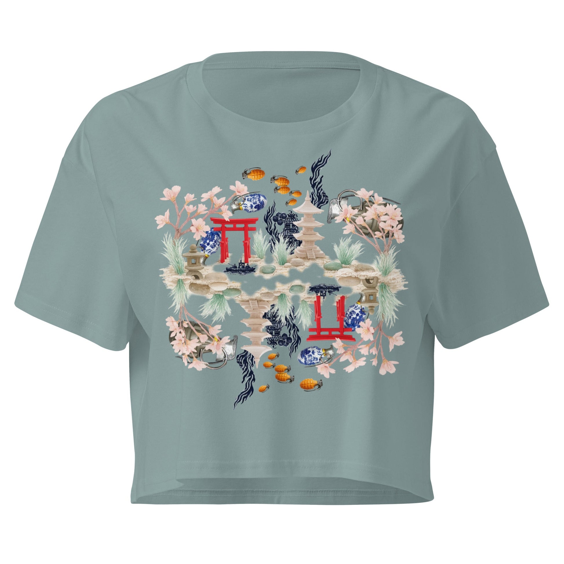 Aquarium Reflection - Cotton crop top - rubberchicken.studio