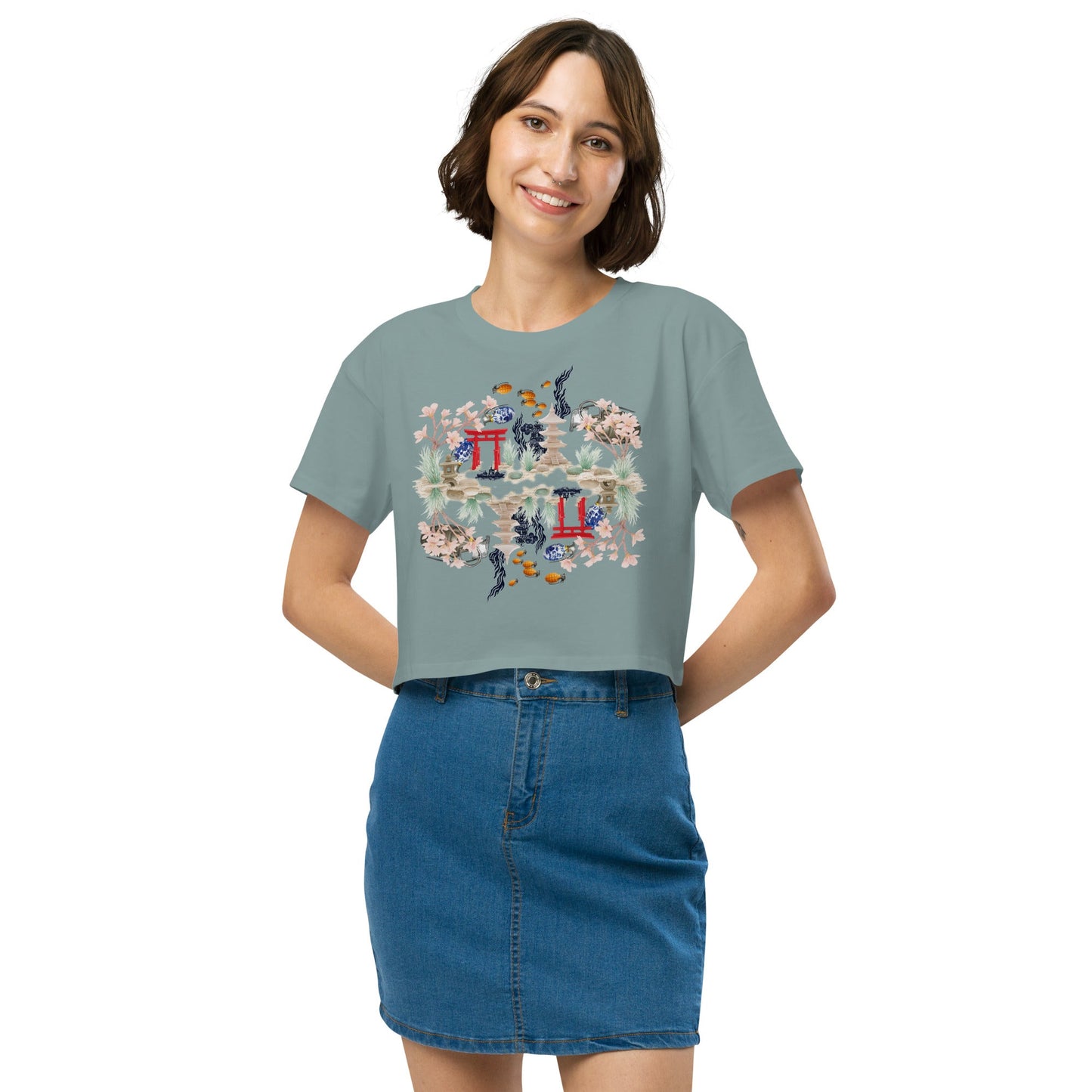 Aquarium Reflection - Cotton crop top - rubberchicken.studio