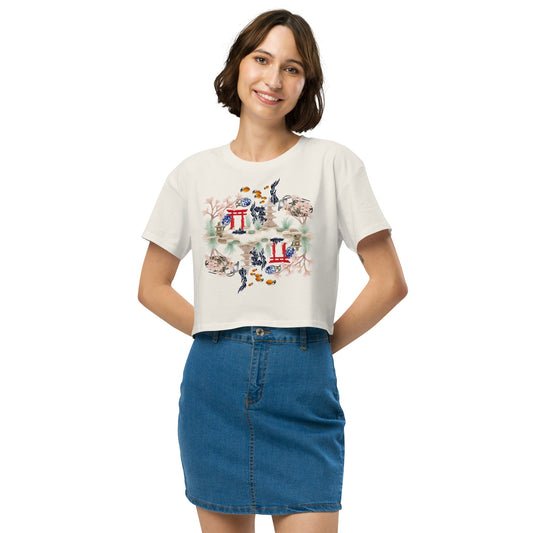 Aquarium Reflection - Cotton crop top - rubberchicken.studio