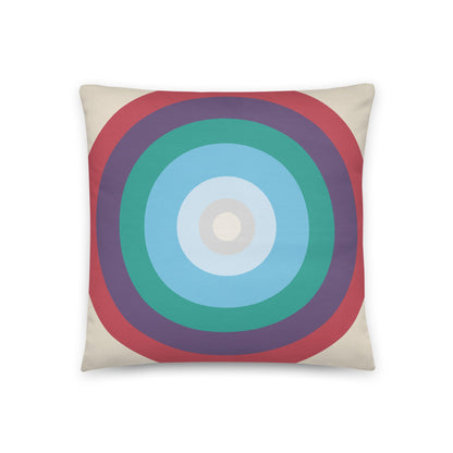 Aquatic - Fresh blues and sea greens balanced with soft coral and violet cotton cushion cover - rubberchicken.studio