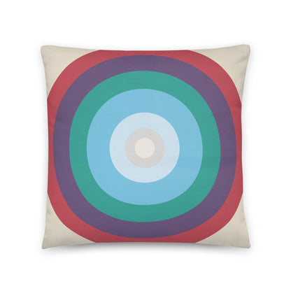 Aquatic - Fresh blues and sea greens balanced with soft coral and violet cotton cushion cover - rubberchicken.studio