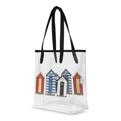 Beach Hut Trip clear tote bag - rubberchicken.studio