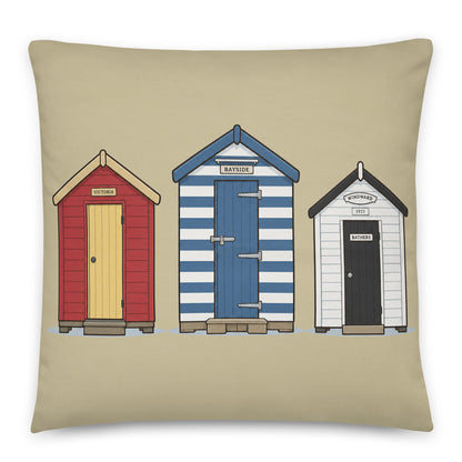 Beach Huts - cotton cushion cover - rubberchicken.studio