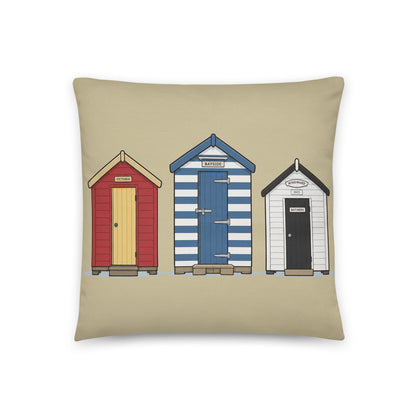 Beach Huts - cotton cushion cover - rubberchicken.studio