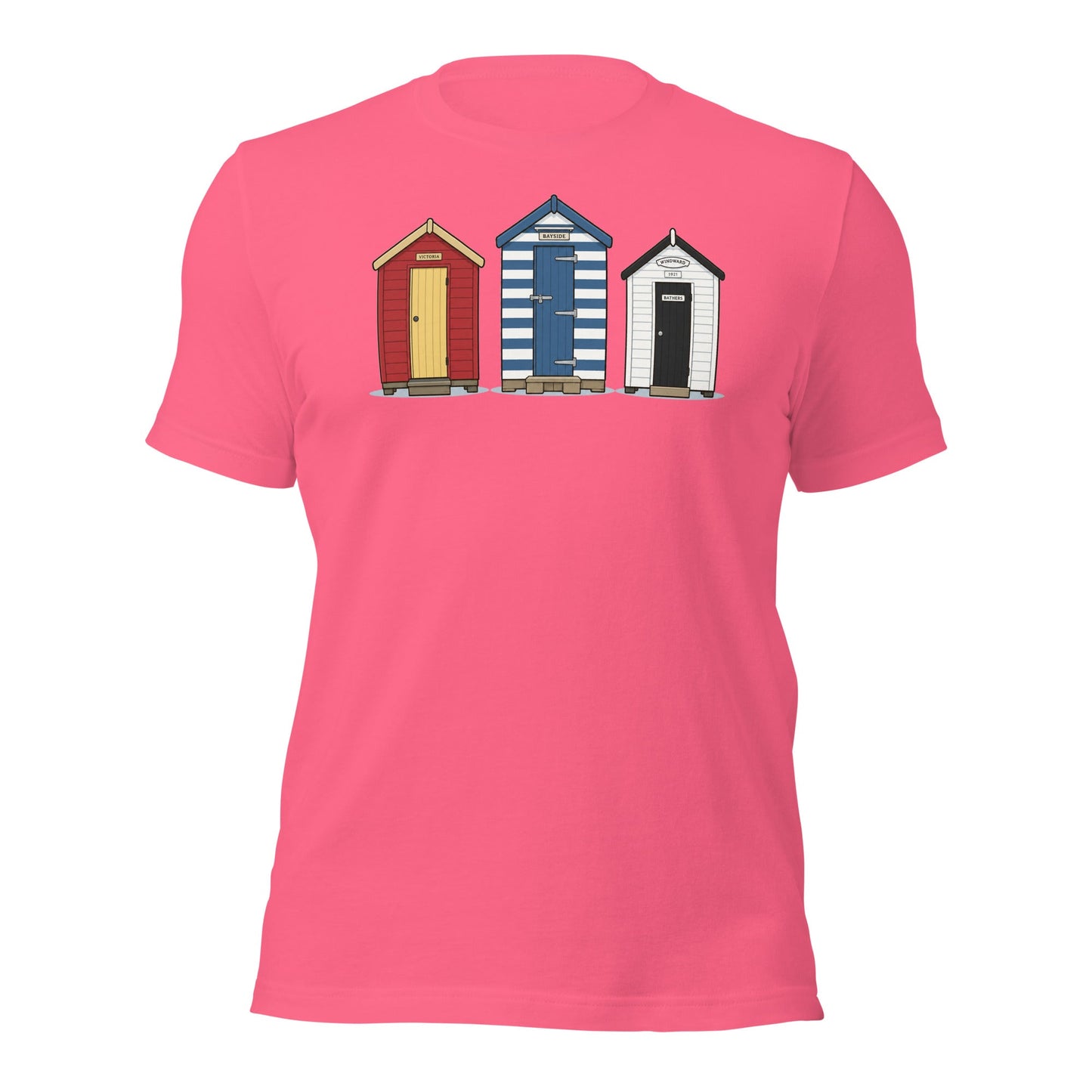 Beach Huts Unisex t-shirt - rubberchicken.studio