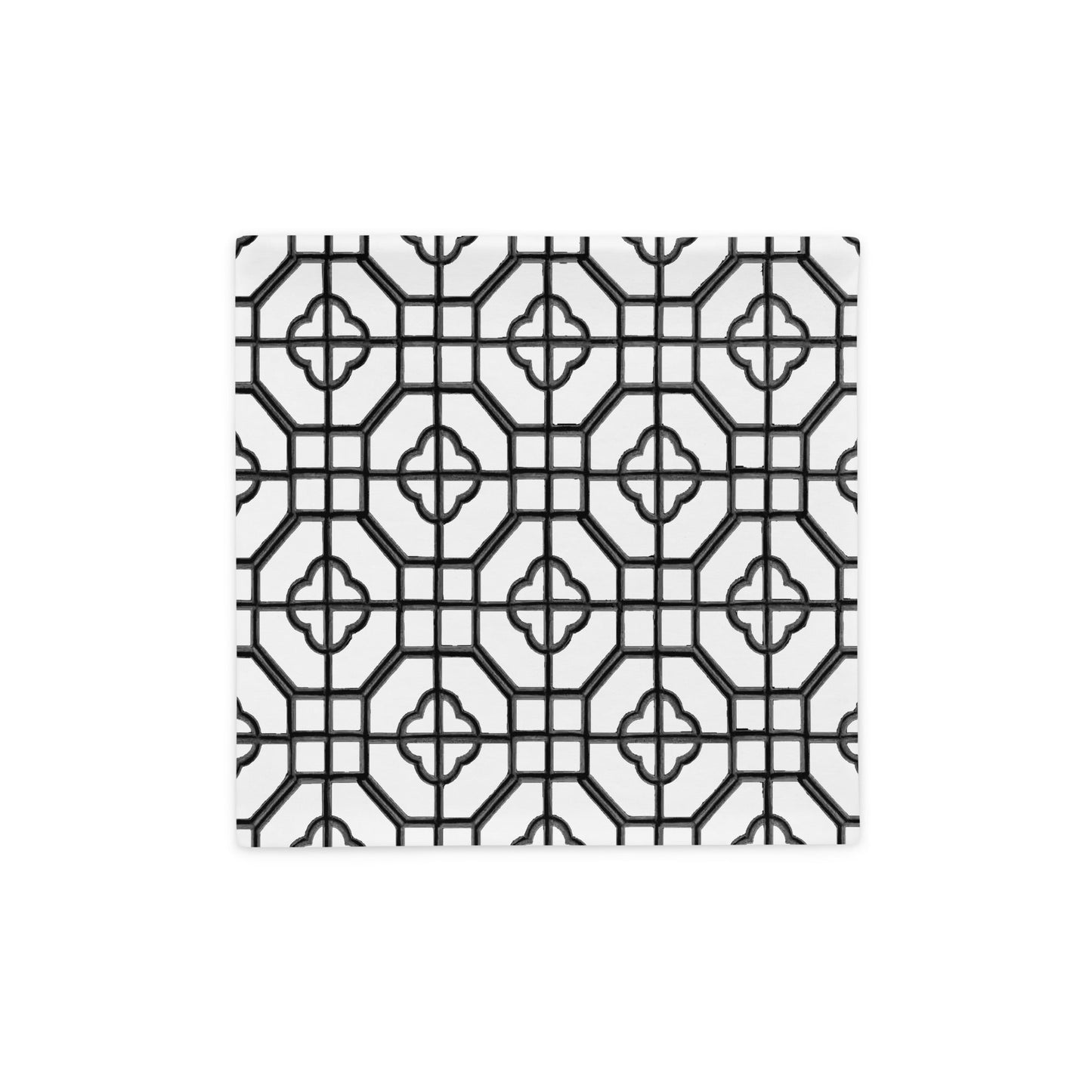 Black Lacquer Oriental Trellis throw cushion cover - rubberchicken.studio