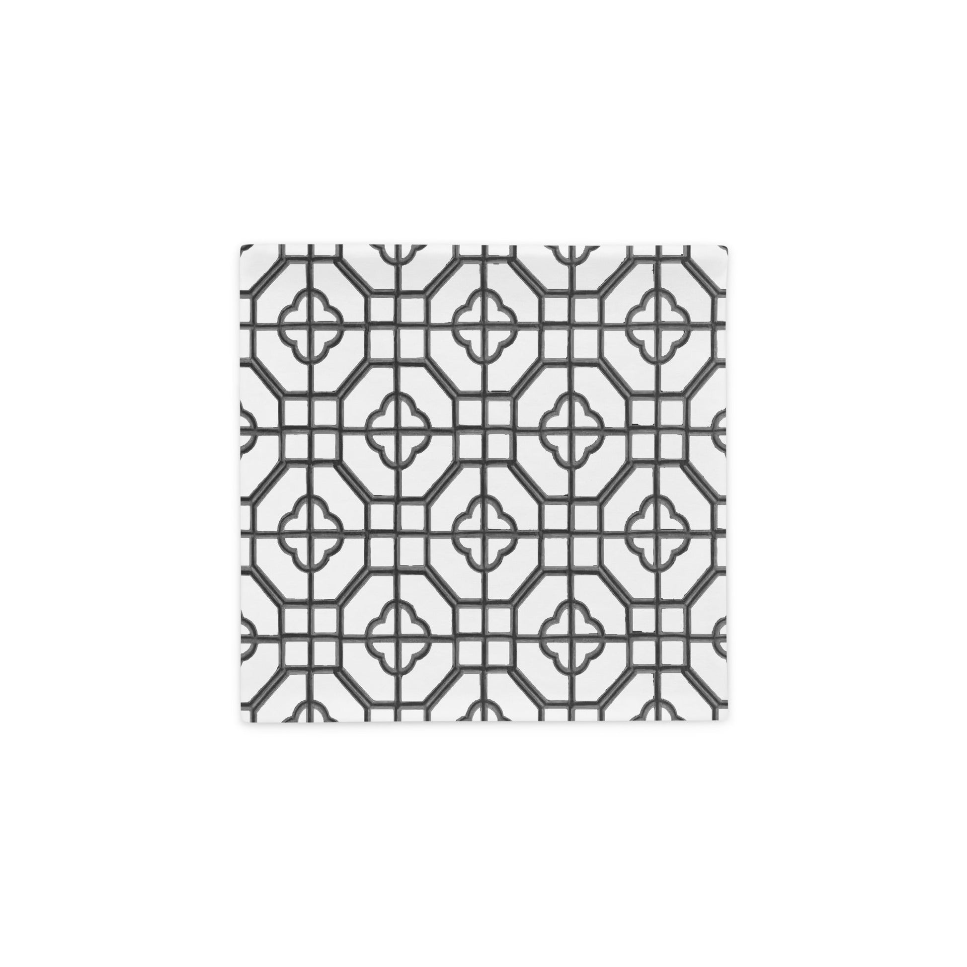 Black Lacquer Oriental Trellis throw cushion cover - rubberchicken.studio