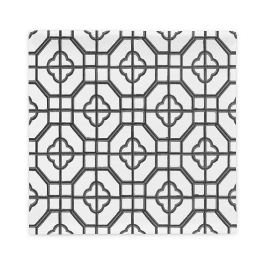 Black Lacquer Oriental Trellis throw cushion cover - rubberchicken.studio