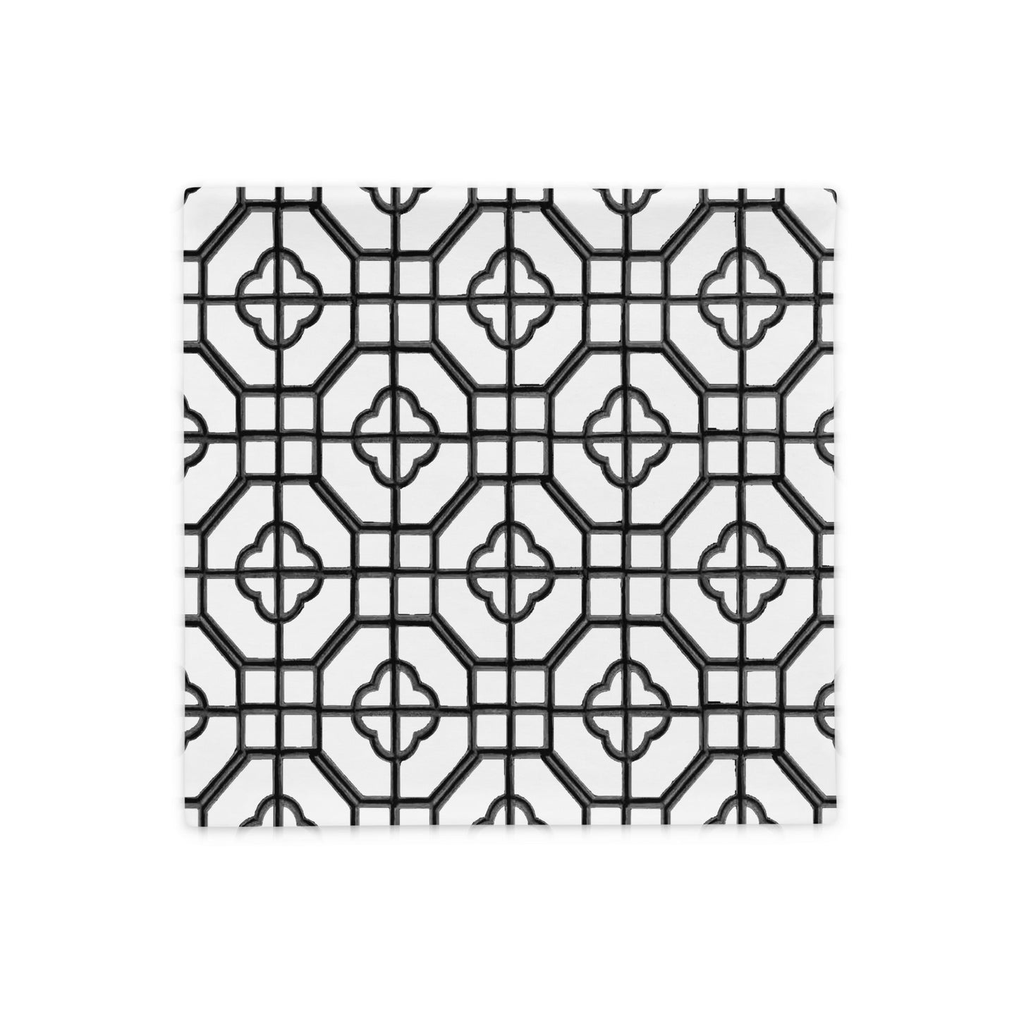 Black Lacquer Oriental Trellis throw cushion cover - rubberchicken.studio