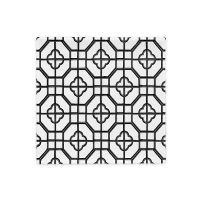 Black Lacquer Oriental Trellis throw cushion cover - rubberchicken.studio
