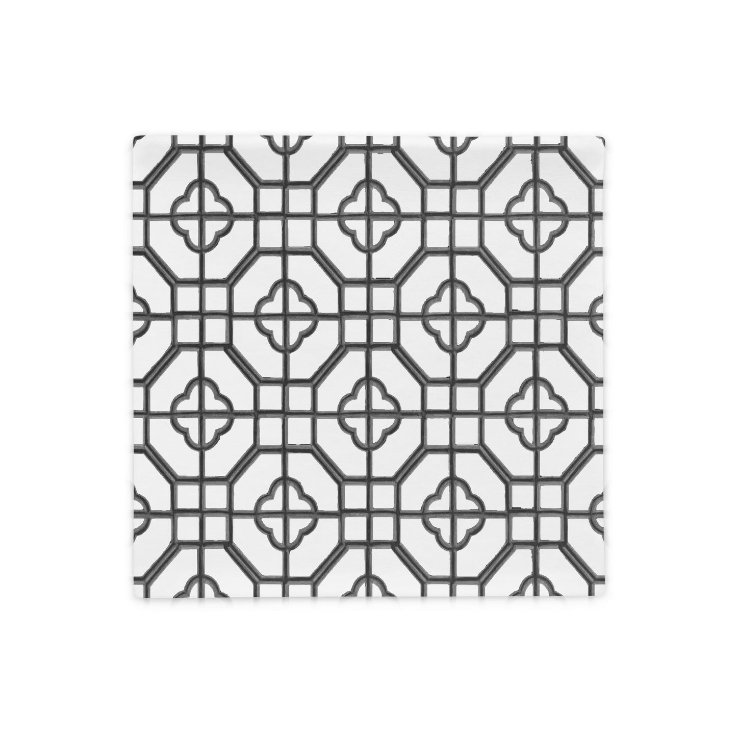 Black Lacquer Oriental Trellis throw cushion cover - rubberchicken.studio