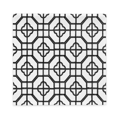 Black Lacquer Oriental Trellis throw cushion cover - rubberchicken.studio