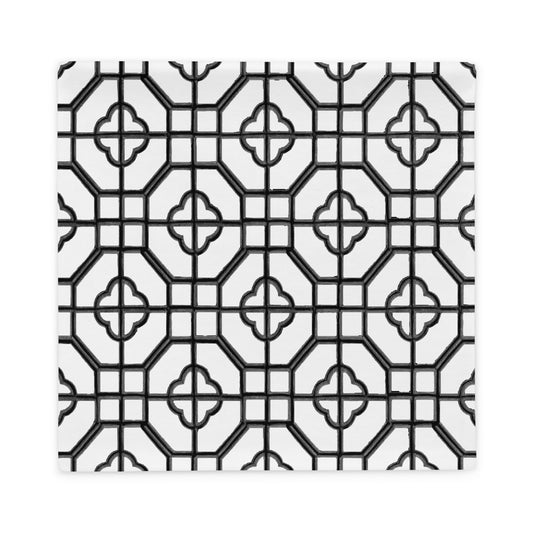 Black Lacquer Oriental Trellis throw cushion cover - rubberchicken.studio