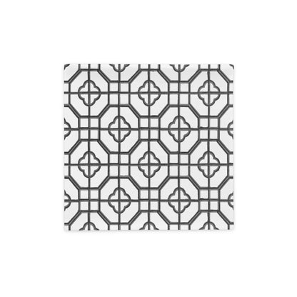 Black Lacquer Oriental Trellis throw cushion cover - rubberchicken.studio