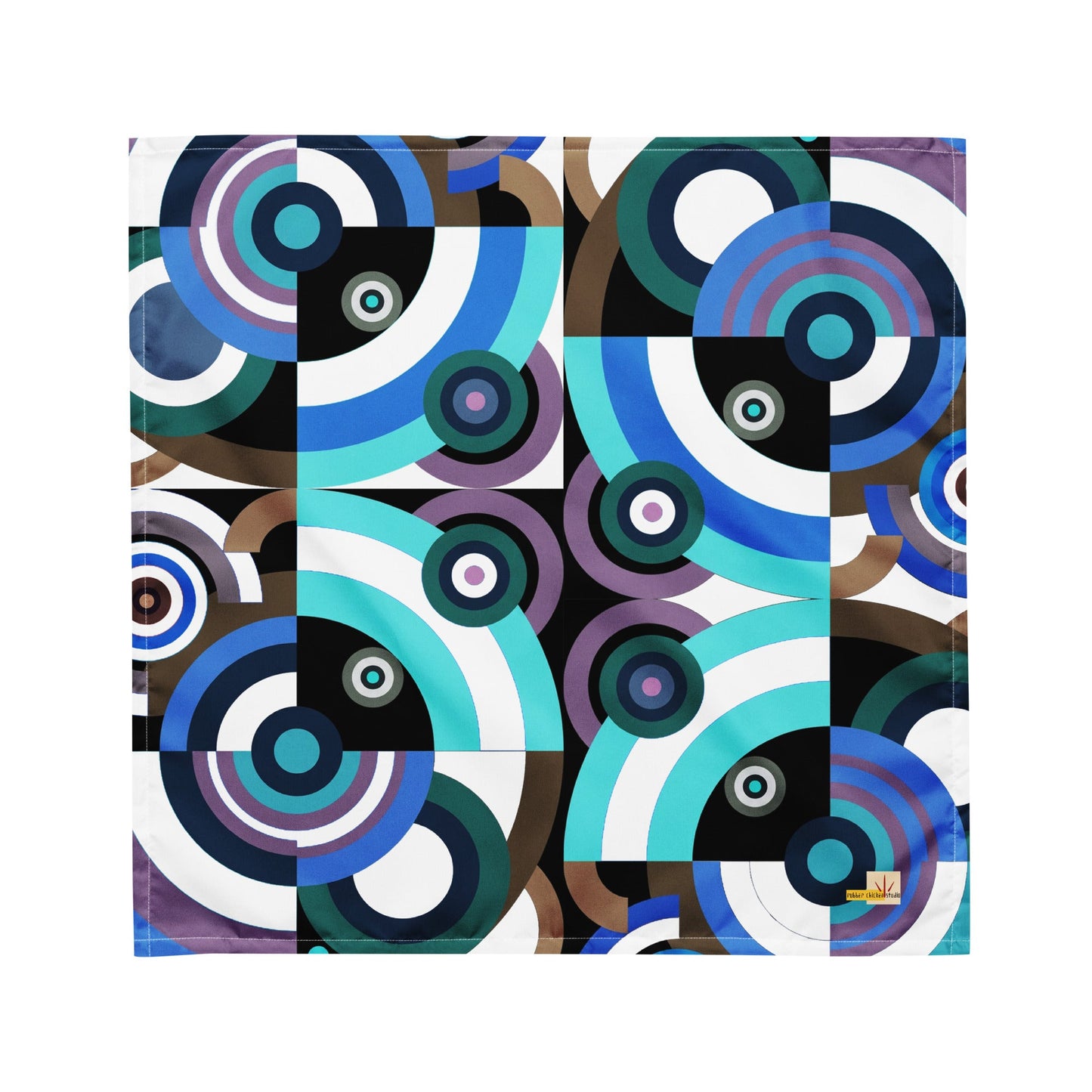 Blue Circles Interrupted All-over print bandana - rubberchicken.studio