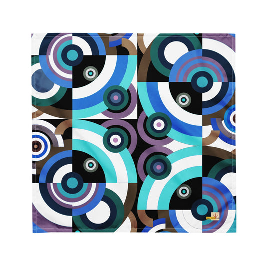 Blue Circles Interrupted All-over print bandana - rubberchicken.studio