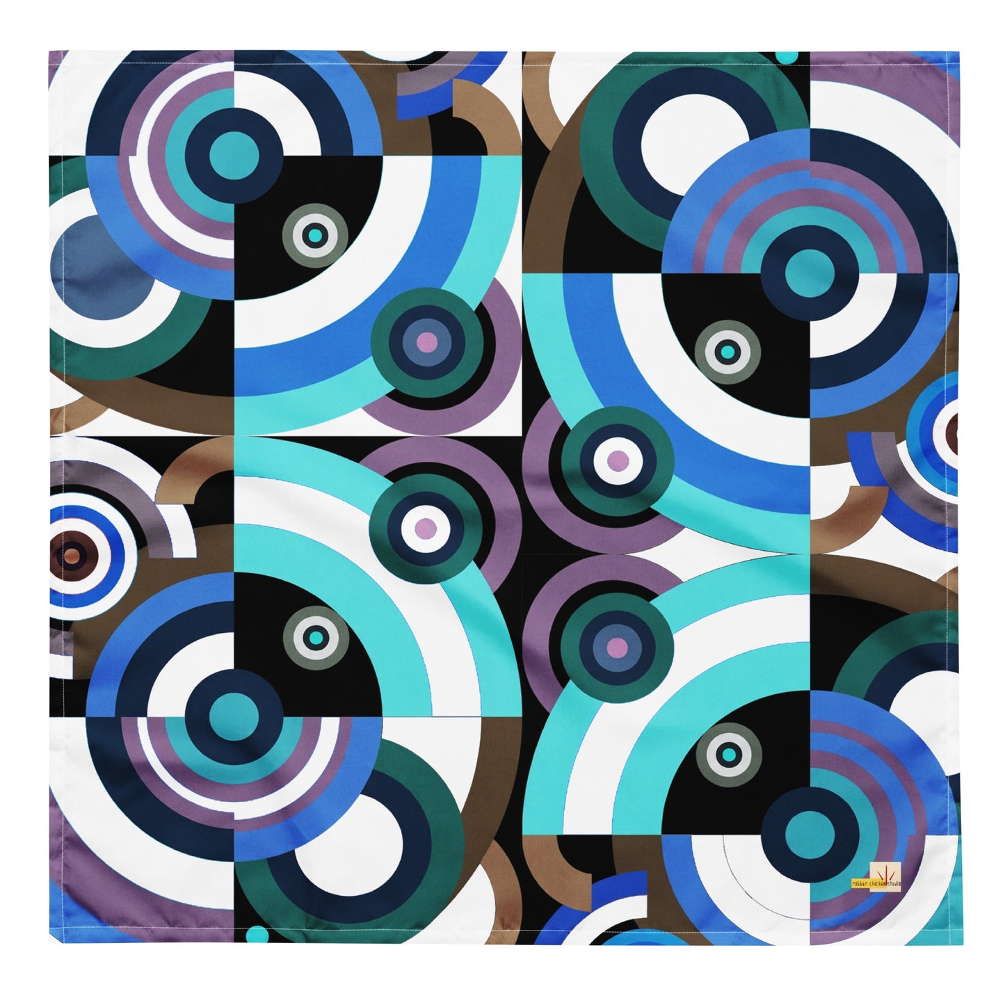 Blue Circles Interrupted All-over print bandana - rubberchicken.studio