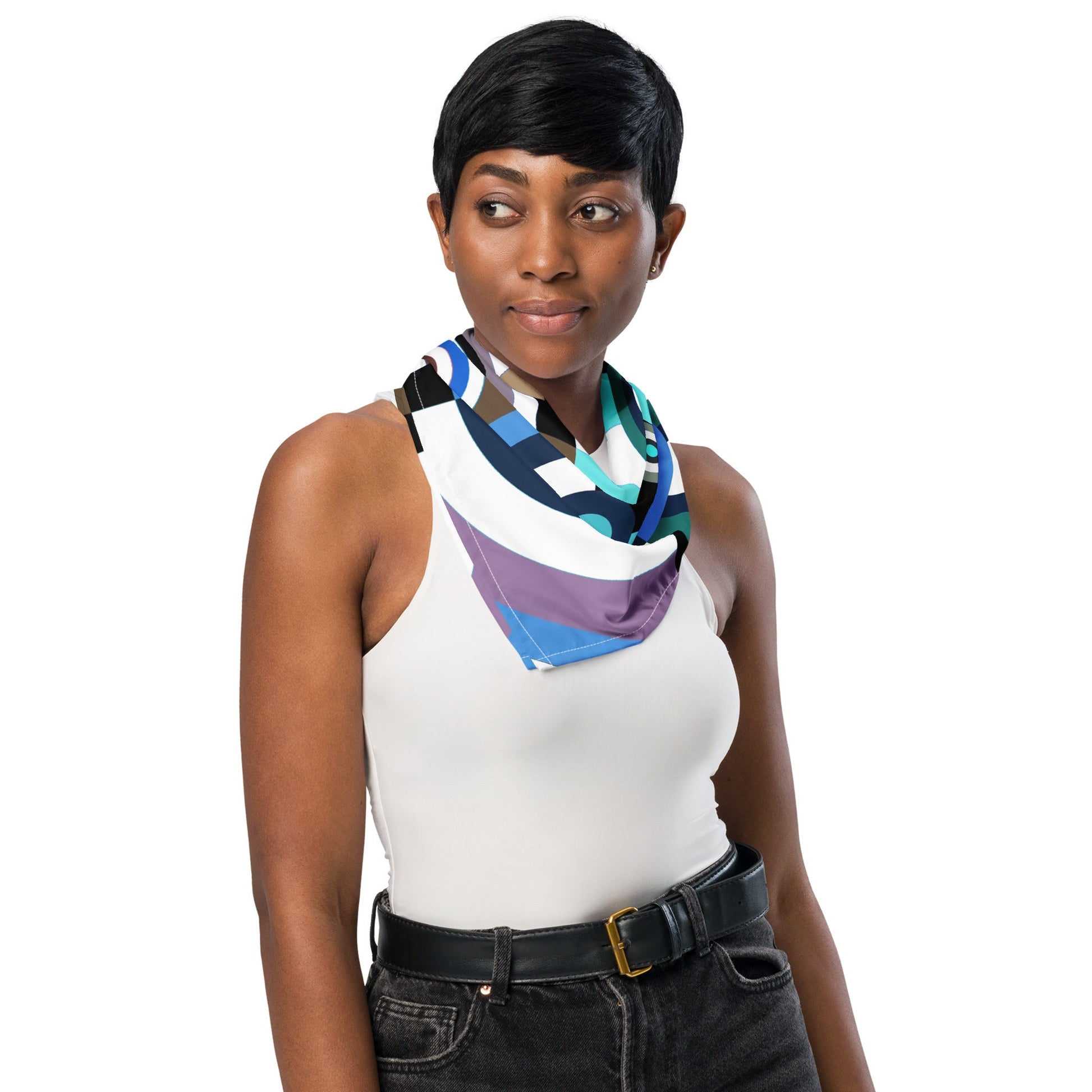 Blue Circles Interrupted All-over print bandana - rubberchicken.studio