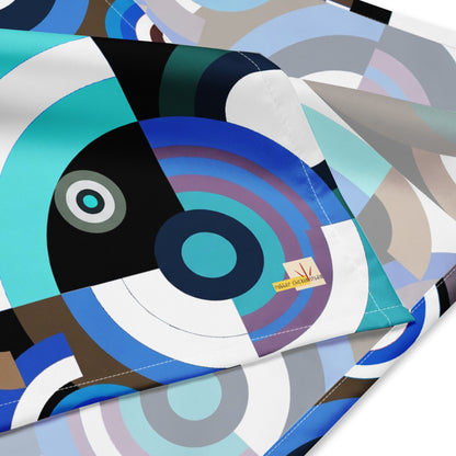 Blue Circles Interrupted All-over print bandana - rubberchicken.studio