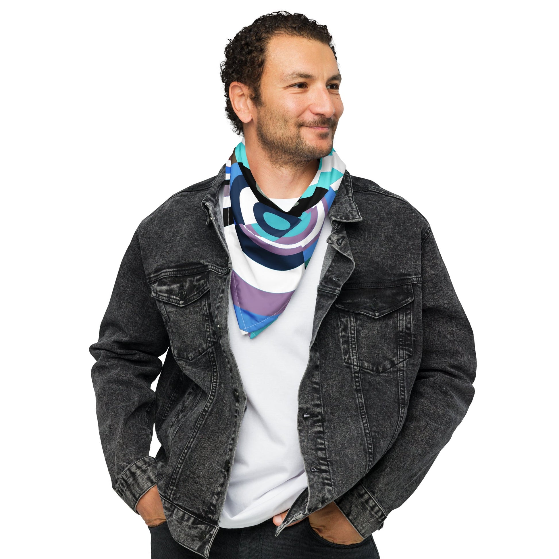 Blue Circles Interrupted All-over print bandana - rubberchicken.studio