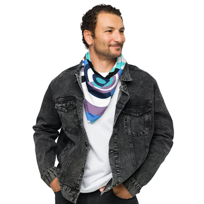 Blue Circles Interrupted All-over print bandana - rubberchicken.studio