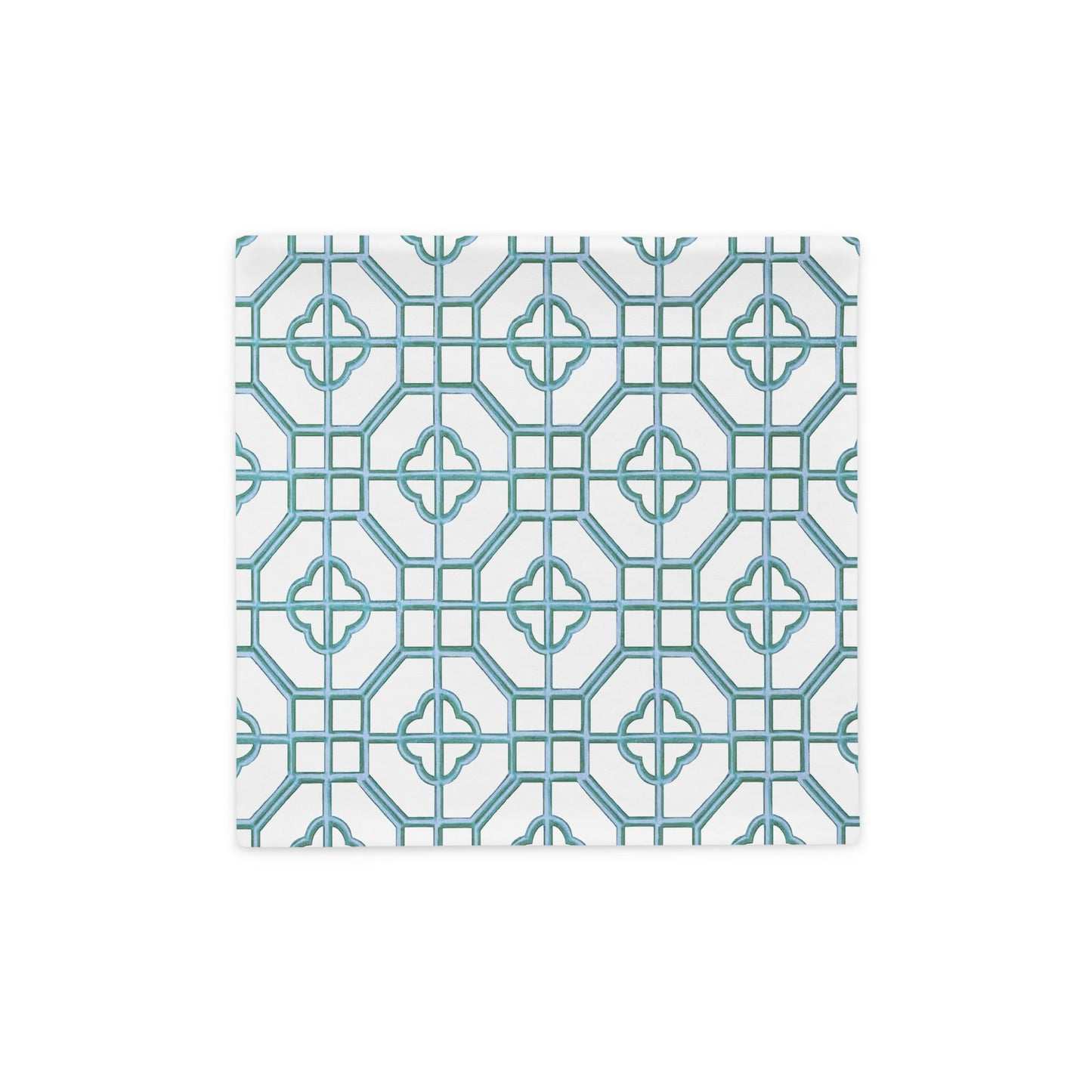 Blue & White Oriental Trellis throw cushion cover - rubberchicken.studio