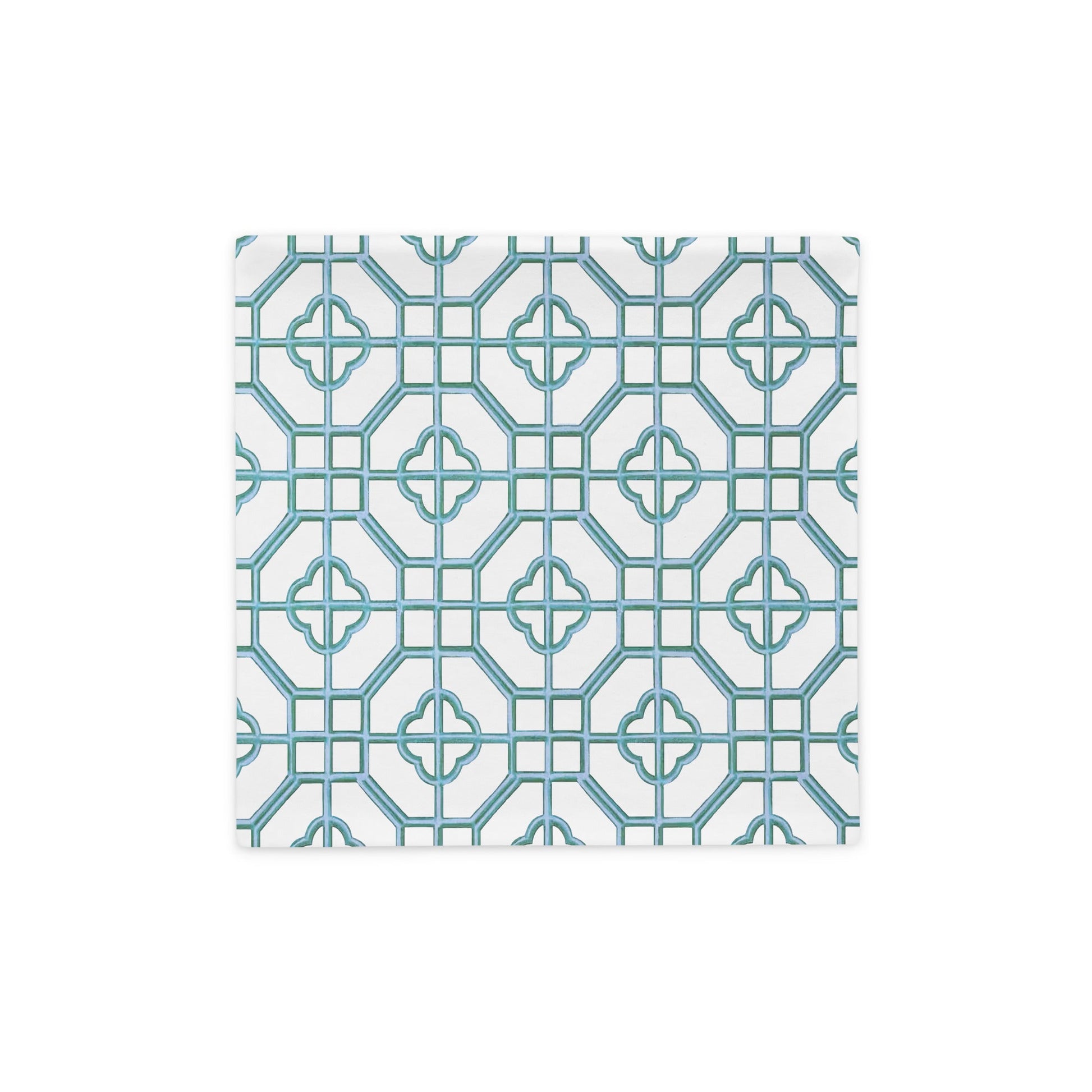 Blue & White Oriental Trellis throw cushion cover - rubberchicken.studio