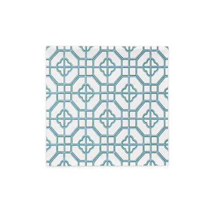 Blue & White Oriental Trellis throw cushion cover - rubberchicken.studio
