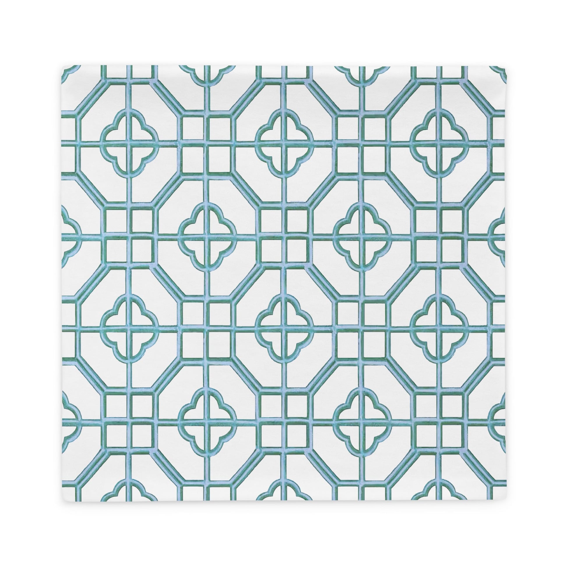 Blue & White Oriental Trellis throw cushion cover - rubberchicken.studio