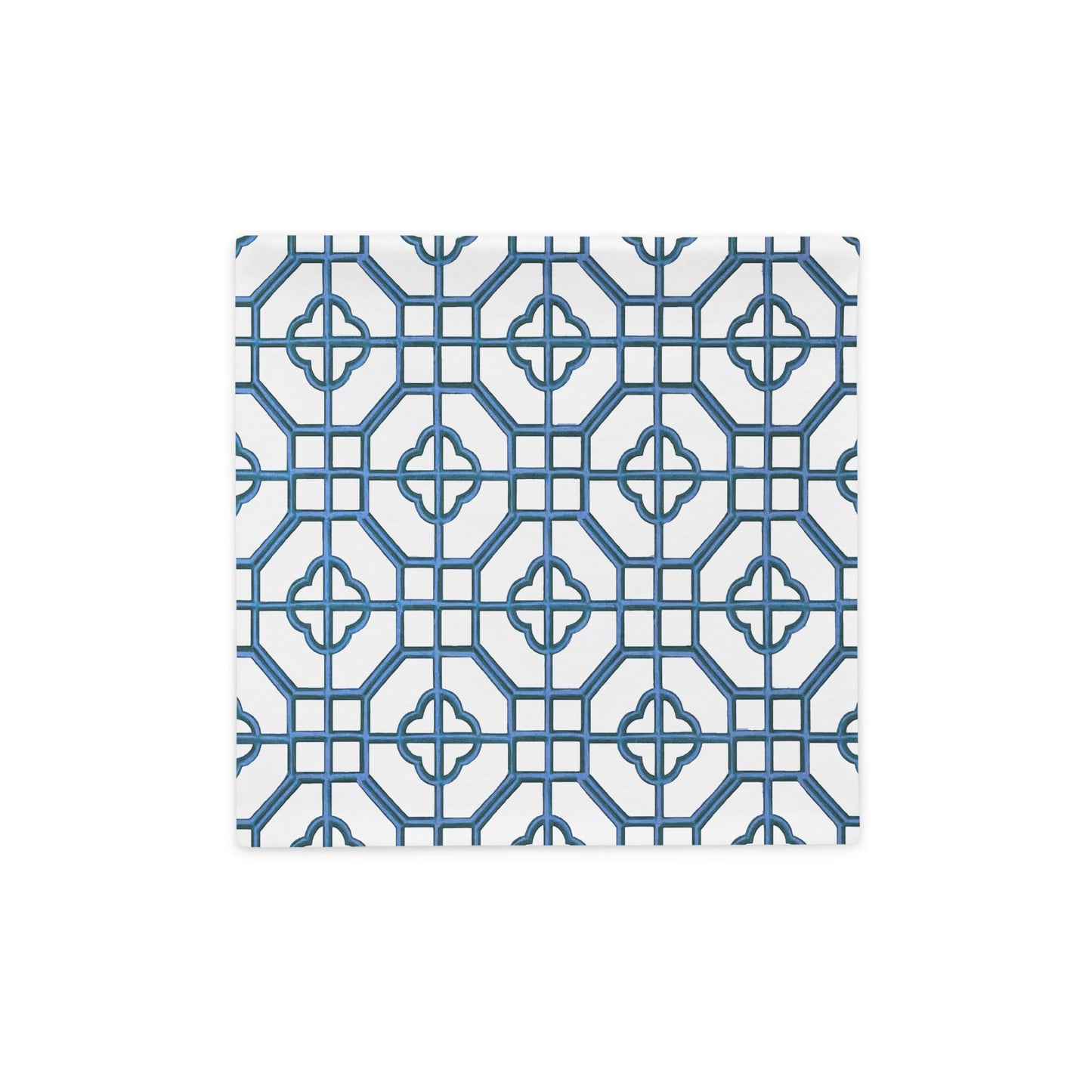 Blue & White Oriental Trellis throw cushion cover - rubberchicken.studio