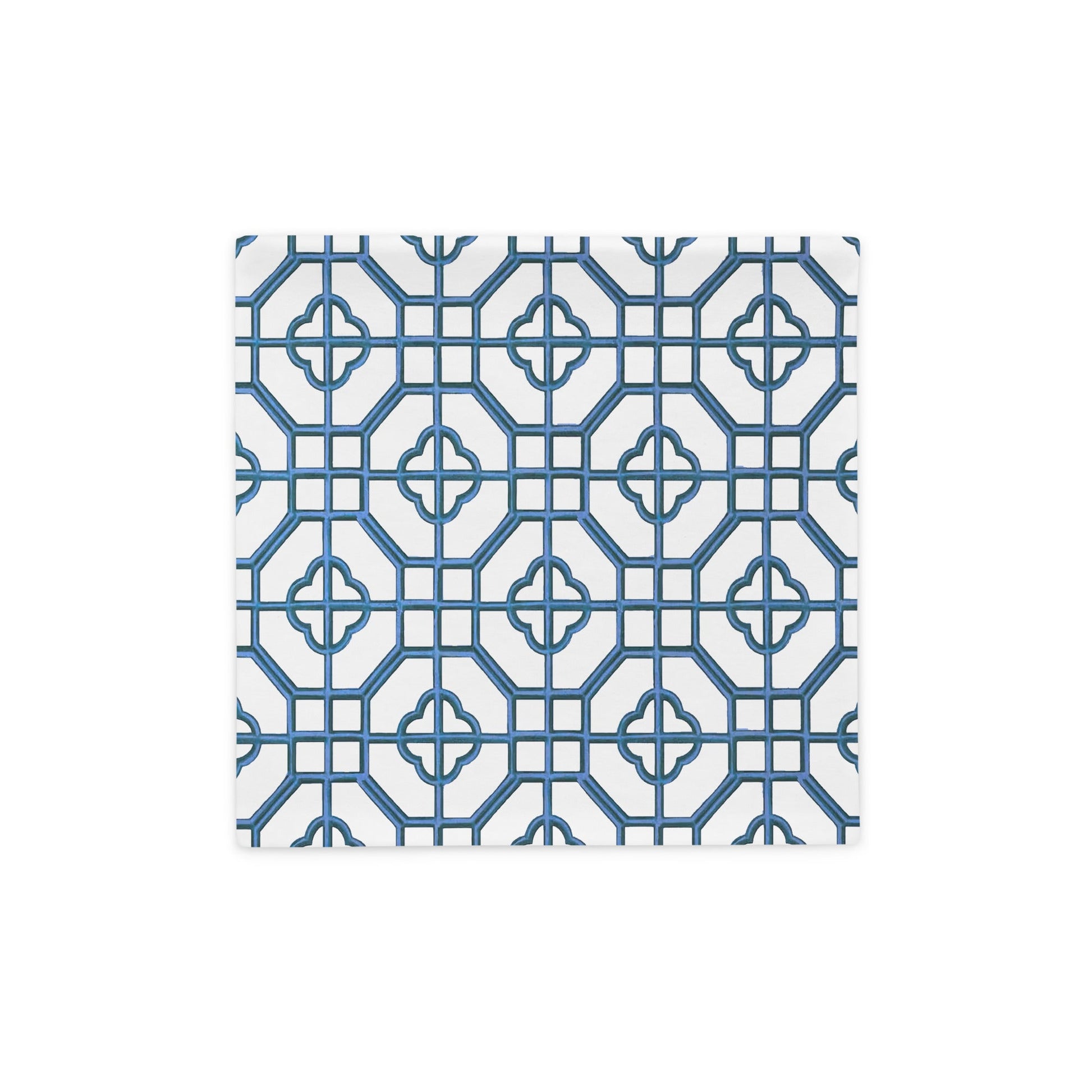 Blue & White Oriental Trellis throw cushion cover - rubberchicken.studio