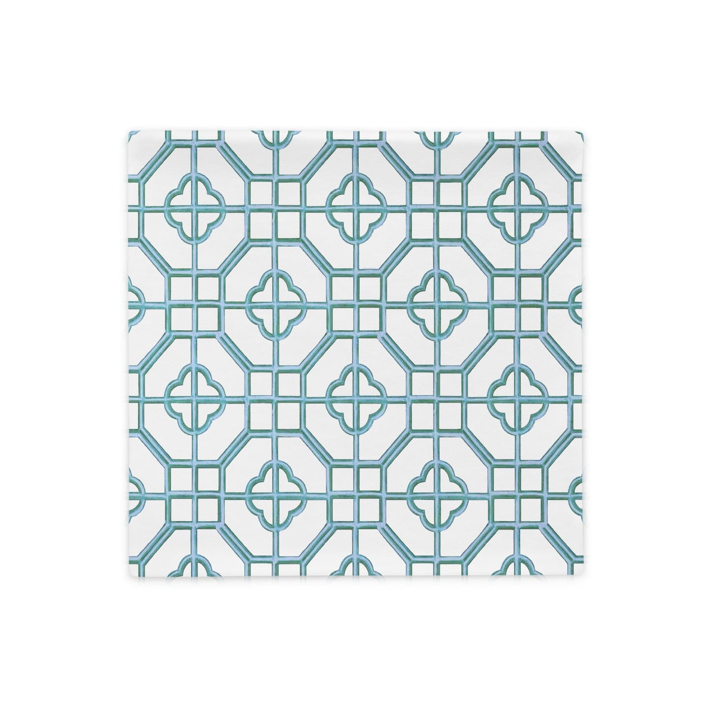 Blue & White Oriental Trellis throw cushion cover - rubberchicken.studio