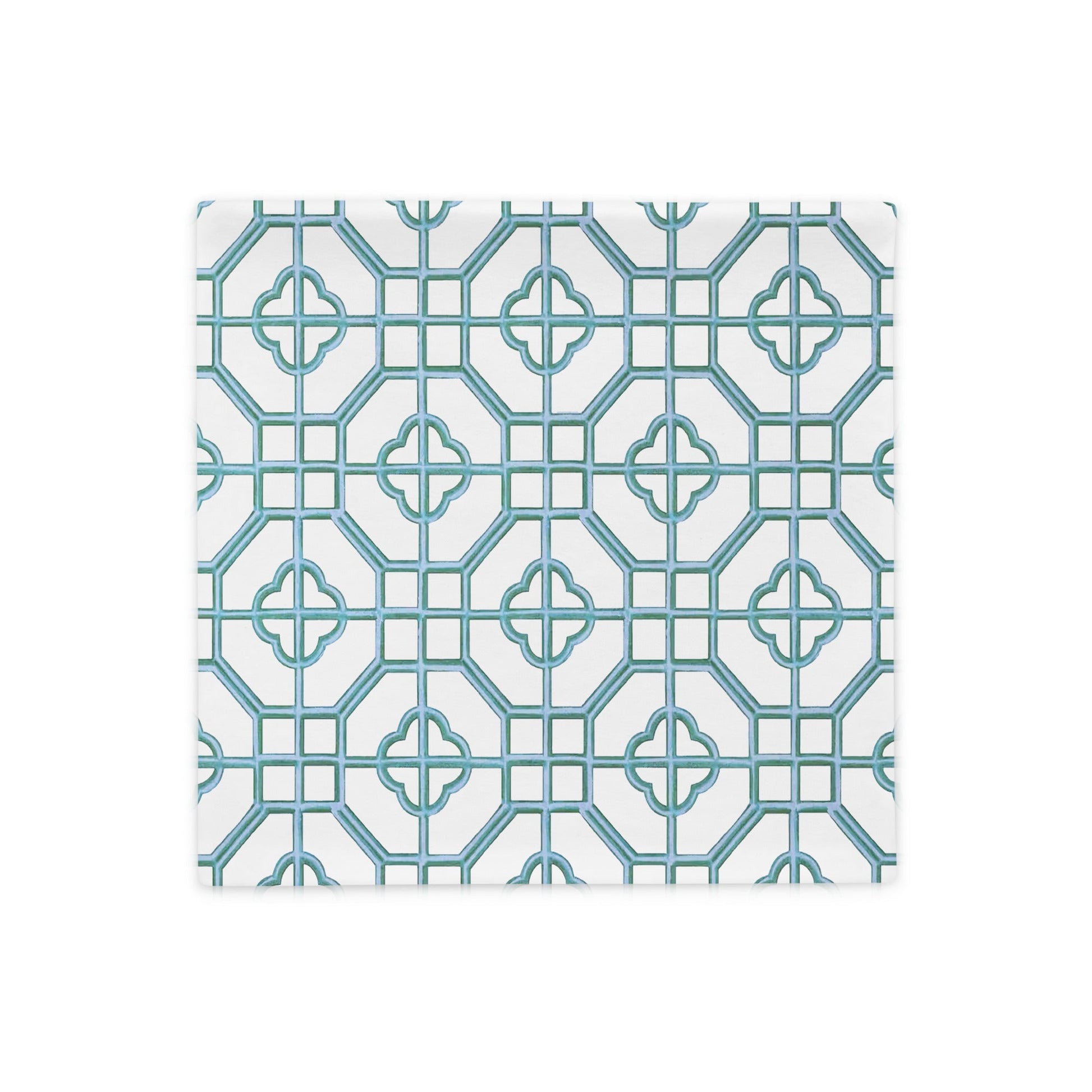 Blue & White Oriental Trellis throw cushion cover - rubberchicken.studio