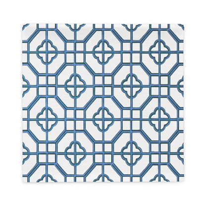 Blue & White Oriental Trellis throw cushion cover - rubberchicken.studio