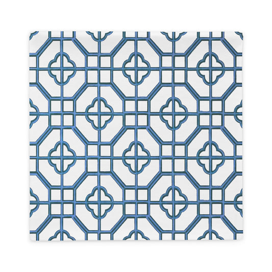 Blue & White Oriental Trellis throw cushion cover - rubberchicken.studio