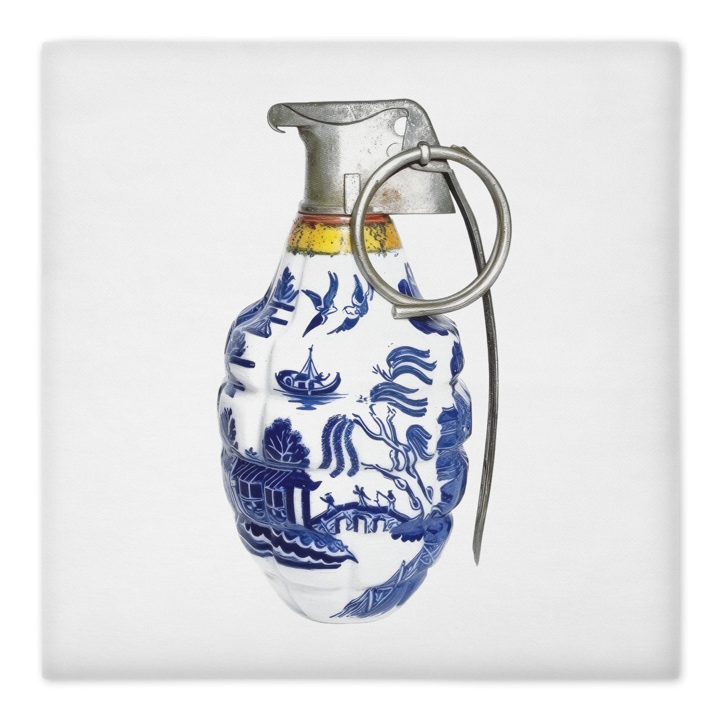 Blue Willow Grenade cotton throw cushion cover - rubberchicken.studio