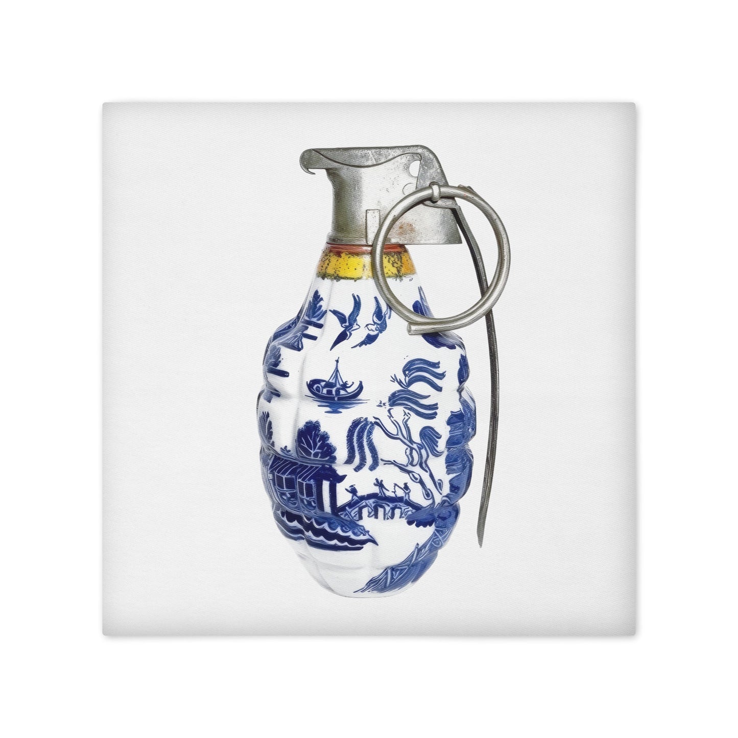 Blue Willow Grenade cotton throw cushion cover - rubberchicken.studio