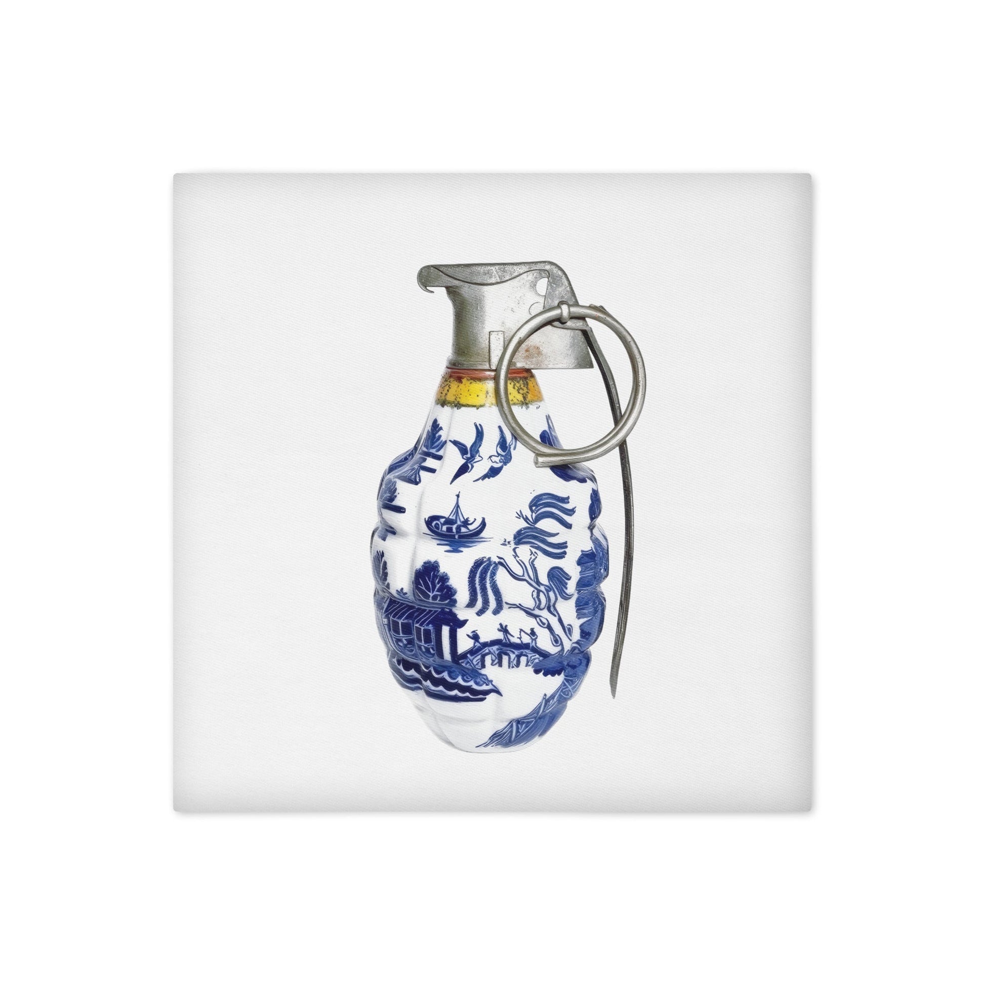Blue Willow Grenade cotton throw cushion cover - rubberchicken.studio