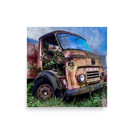 Boatyard Series - Red Dodge Truck - Art Print Poster - rubberchicken.studio