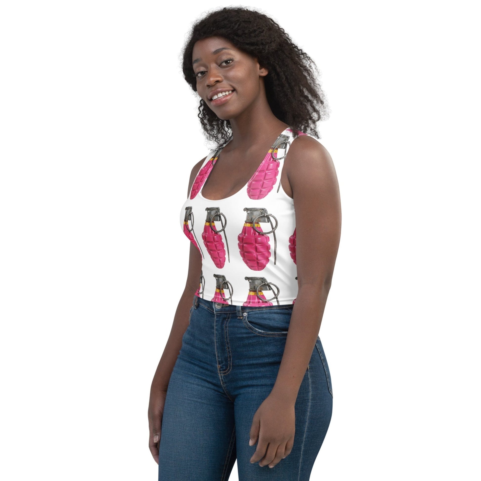 Bubblegum Pink Grenades Crop Top - rubberchicken.studio
