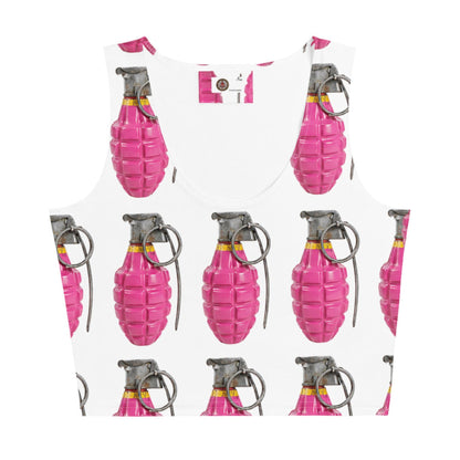 Bubblegum Pink Grenades Crop Top - rubberchicken.studio