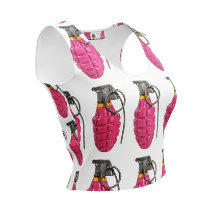 Bubblegum Pink Grenades Crop Top - rubberchicken.studio
