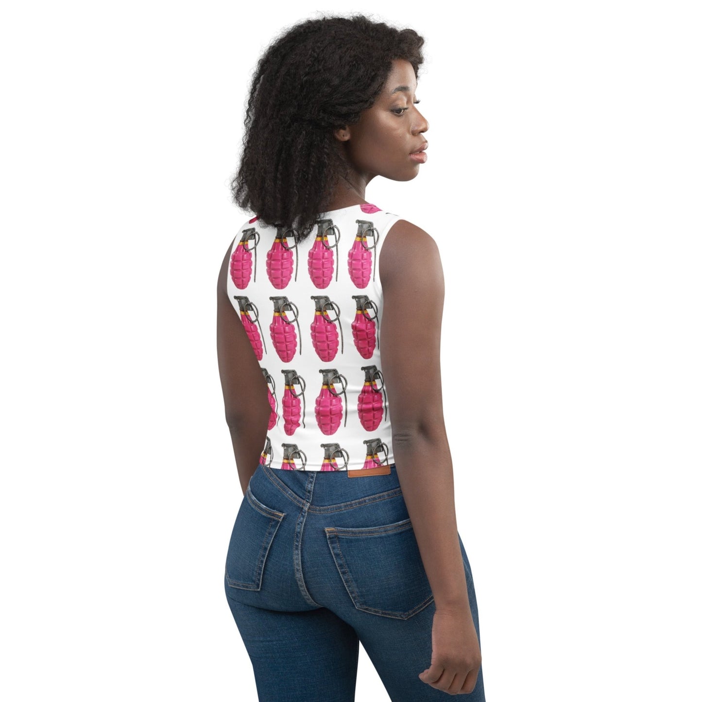 Bubblegum Pink Grenades Crop Top - rubberchicken.studio