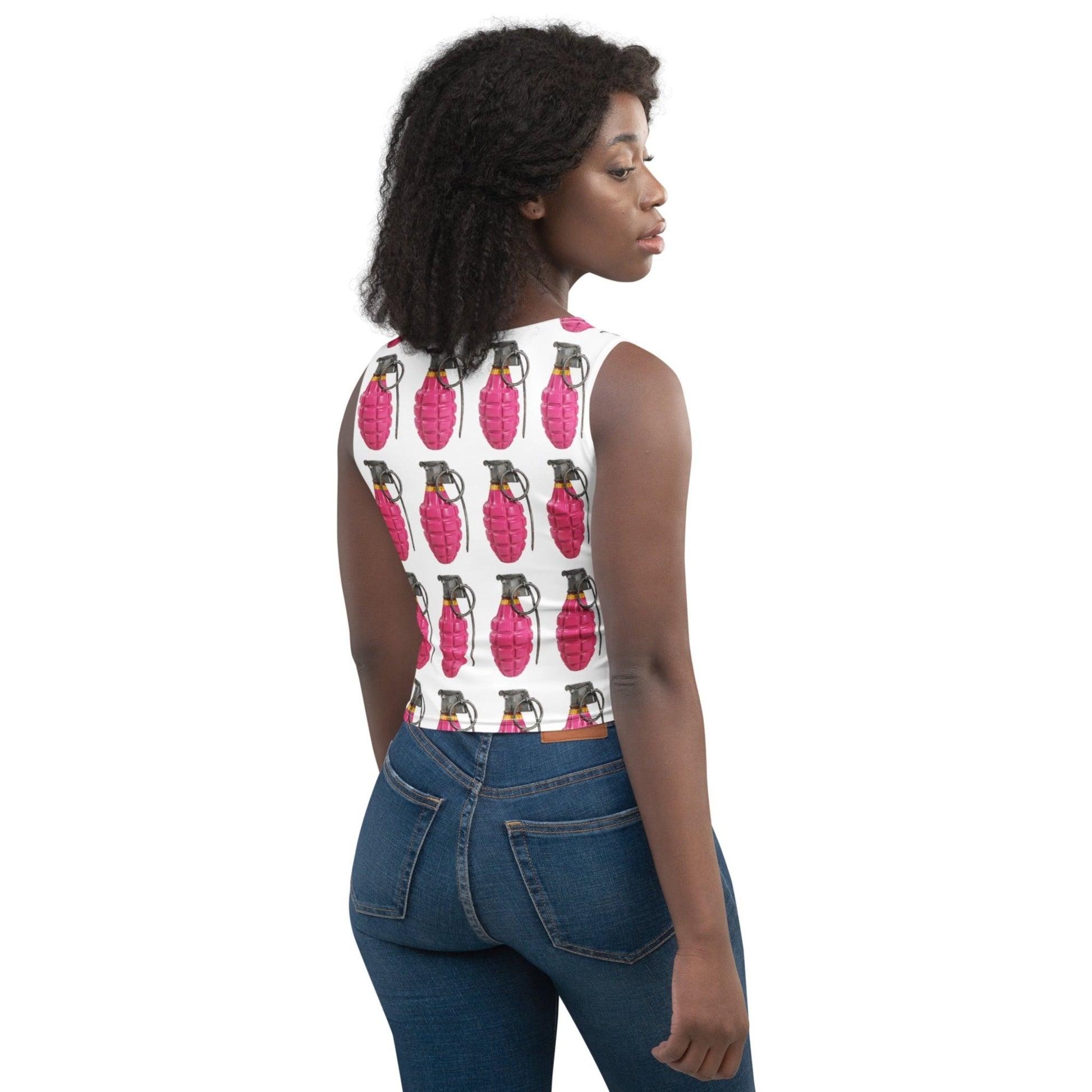 Bubblegum Pink Grenades Crop Top - rubberchicken.studio